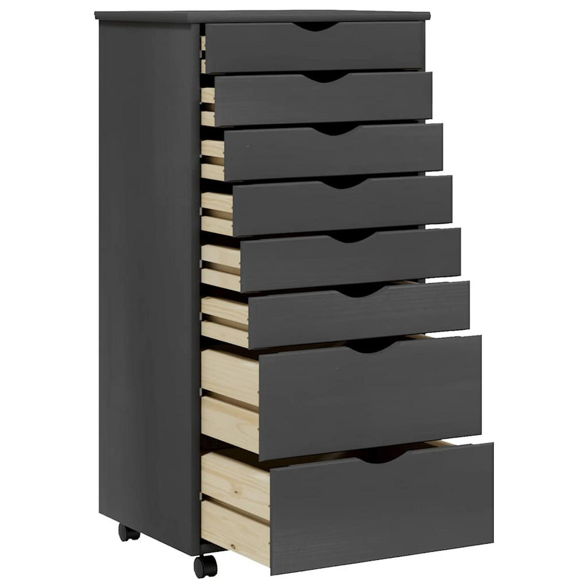 ROLLSCHRANK MIT SCHUBLADEN MOSS GRAU MASSIVHOLZ KIEFER - Grau, Holz (39/103/53cm) - vidaXL