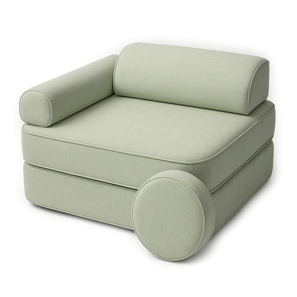 MODULARES Kindersofa 8 Elemente zweifarbig - Olivgrün/Grau, Textil (120/50/60cm) - Bees & Blooms