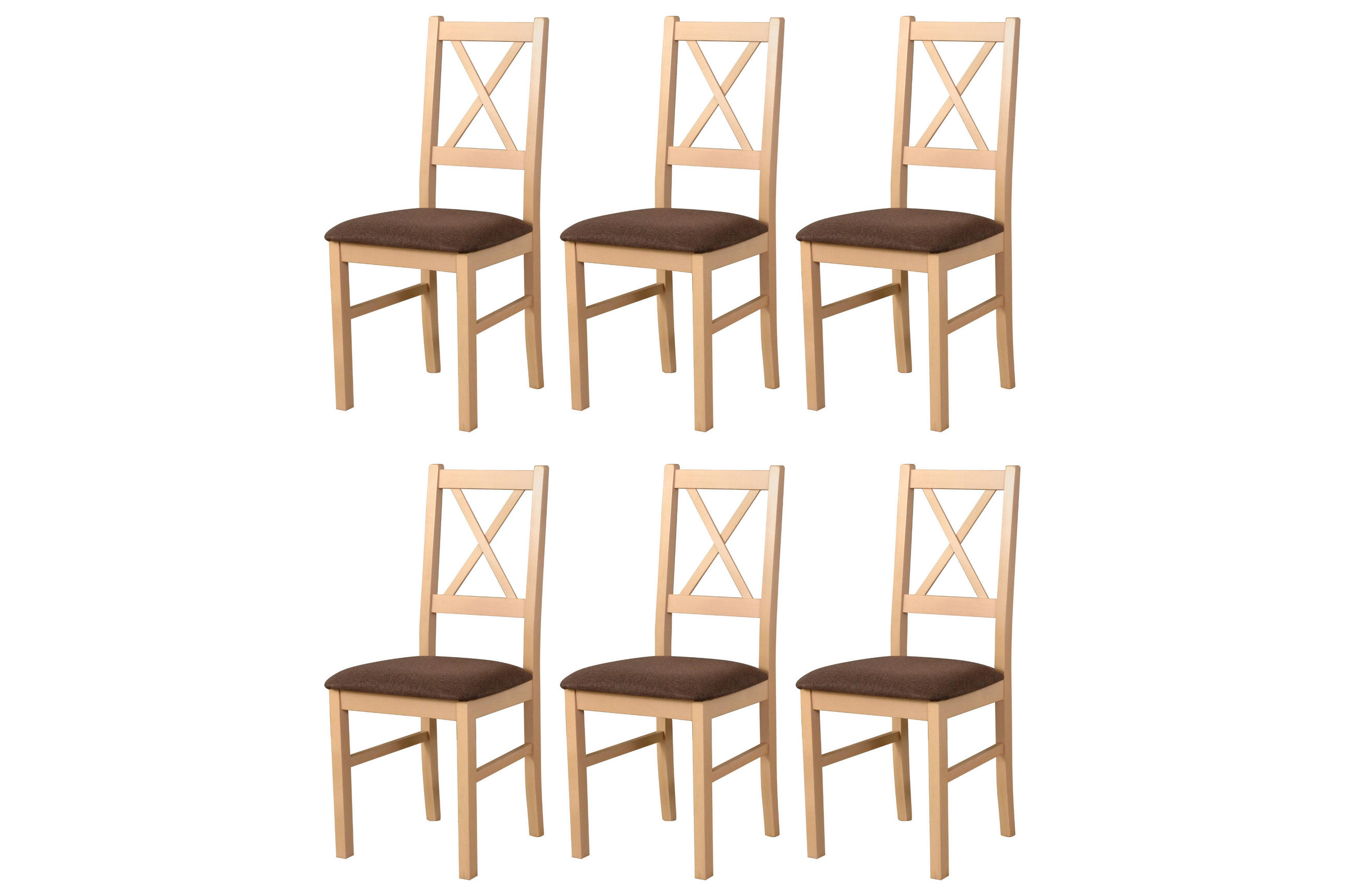 STUHL Nilo 10 (6er Set) - Braun/Sonoma Eiche, Holz (43/94/40cm) - Leaf Design