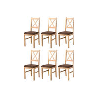 STUHL Nilo 10 (6er Set) - Braun/Sonoma Eiche, Holz (43/94/40cm) - Leaf Design