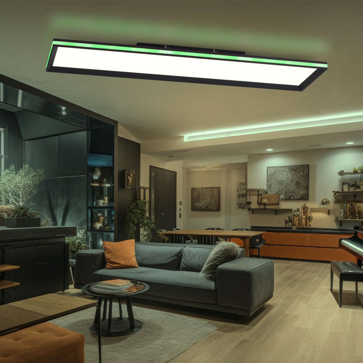 LED DECKENLEUCHTE Schwarz 100 cm - Schwarz, Metall (100/25/6cm)