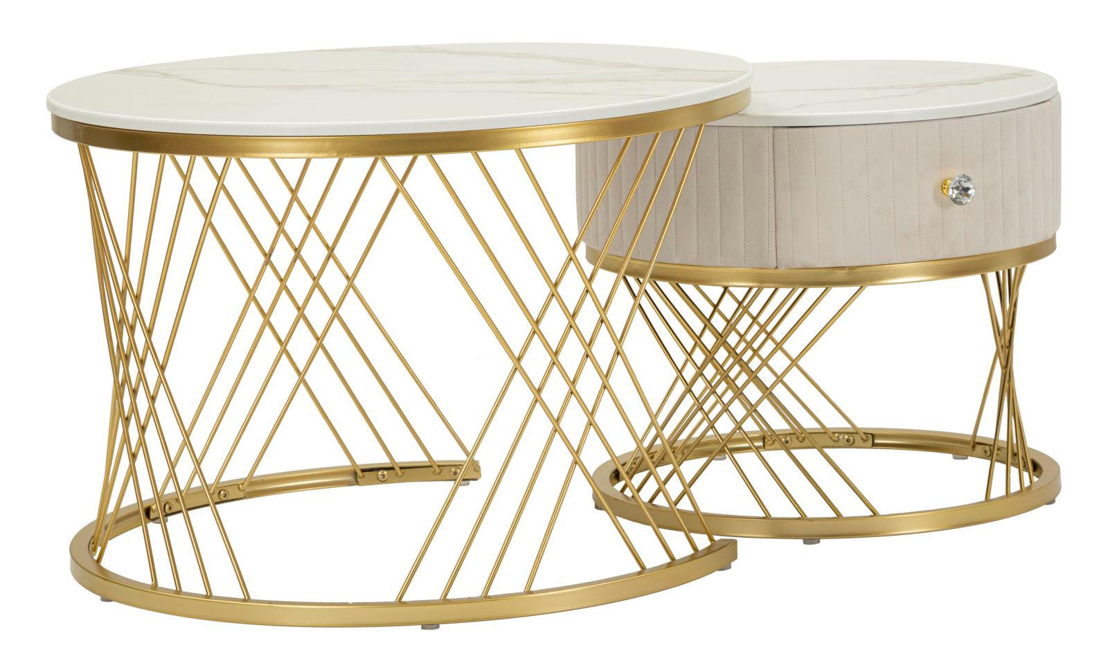 Mauro Ferretti Couchtische Creme, Gold 70x48x70 cm