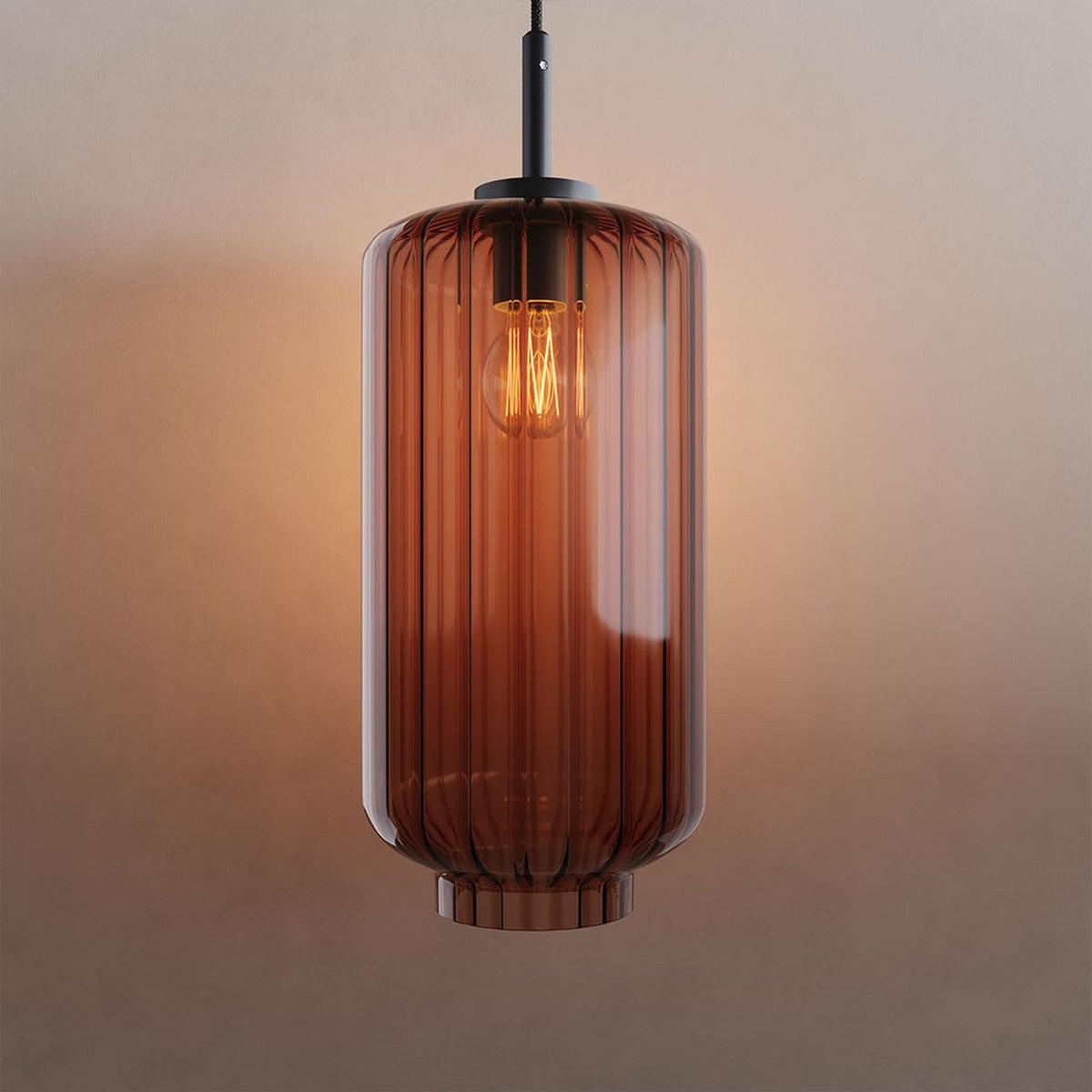 HÄNGELAMPE Velo 1.5m Abhängung Braun Ø 25cm - Braun, Glas (25/25/27cm) - s.luce