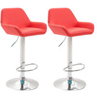 BARHOCKER 2er Set Lederlook rot - Chromfarben/Rot, Textil/Metall (51/89/52cm) - CLP
