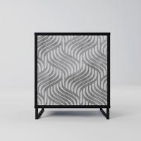 SIDEBOARD CONCRETE MOVEMENT, Schwarz, 57,5x42x67,5 cm, Schwarze Metall-Rahmenfüße - Multicolor/Schwarz, Holzwerkstoff/Metall (57.5/67.5/42cm) - SpaceRebels