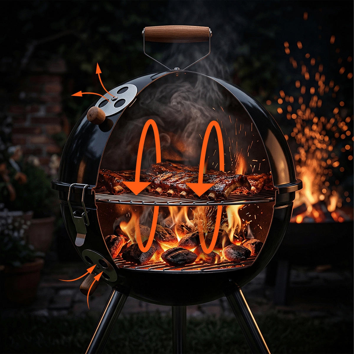 MINI Kugelgrill - Multicolor, Holz/Metall (28.5/41cm) - Relaxdays