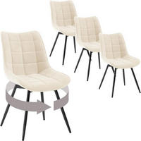 ESSZIMMERSTUHL 4er Set, aus Samt, Beige - Beige/Schwarz, Textil/Metall (46/83.5/60.5cm) - Woltu