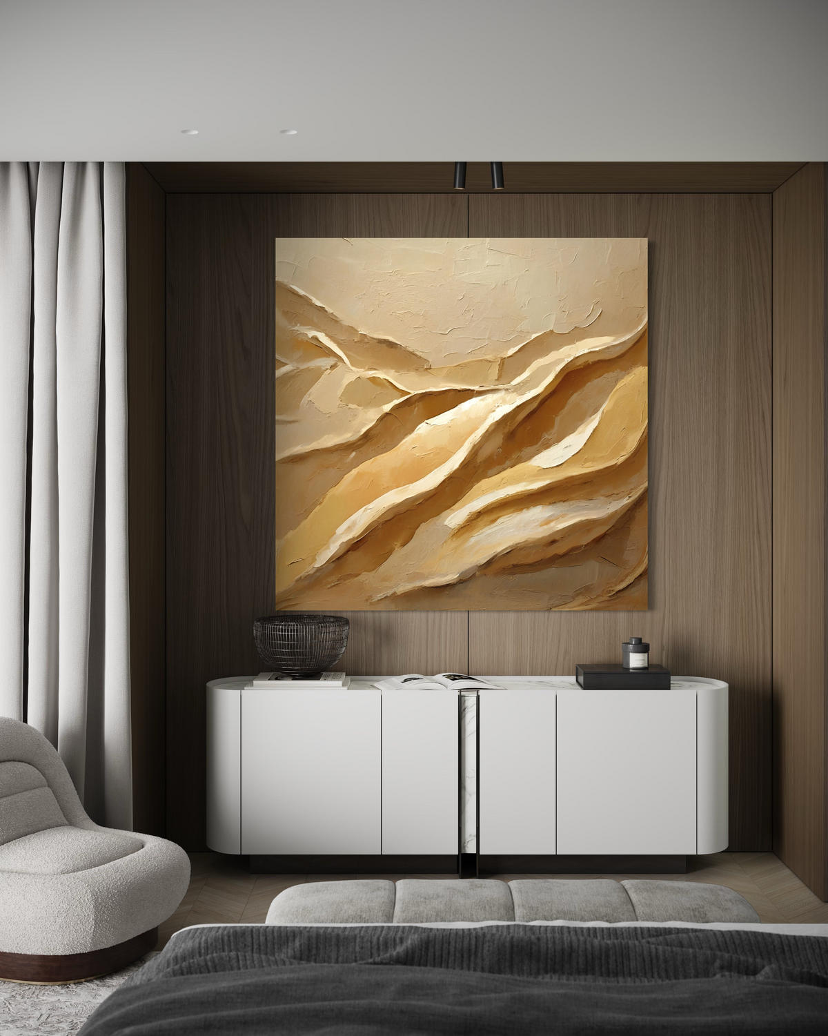 WANDBILD abstrakte boho textur - Beige, Textil (50/50cm) - Feeby