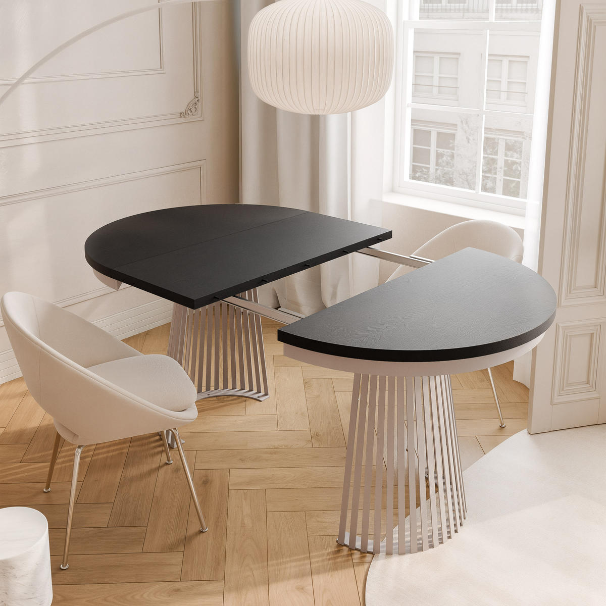 AUSZIEHTISCH AUREA 100-180/75 cm, Kaschmir / Schwarz - Kaschmir/Schwarz, Holzwerkstoff/Metall (100/100/75cm) - Idohome