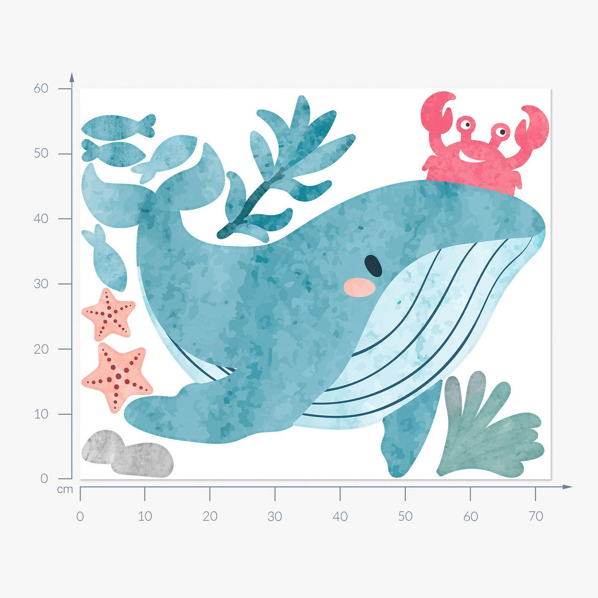 WANDAUFKLEBER 60x72cm - Unterwasserwelt - Multicolor, Kunststoff (60/72/0.1cm) - Wallfluent