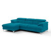 ECKSOFA mit Schlaffunktion und Bettkasten, verstellbare Kopfstützen - Chromfarben/Blau, Textil/Metall (254/167cm) - Cotta