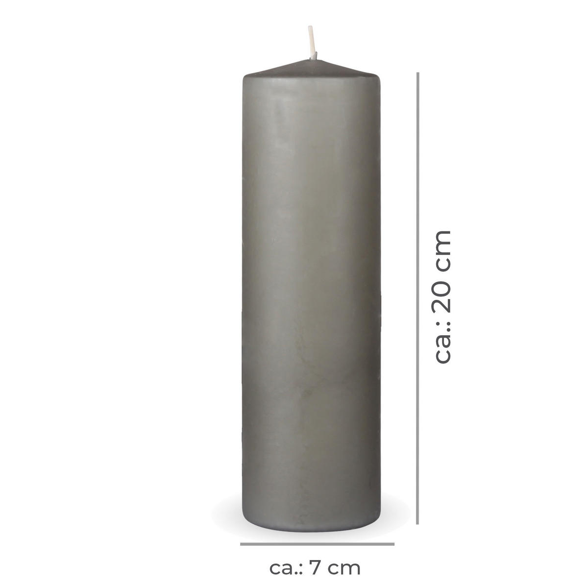 STUMPENKERZEN "Hellgrau", Größe Ø7cm x Höhe: 20 cm - Hellgrau, Naturmaterialien (7/20cm) - HS Candle