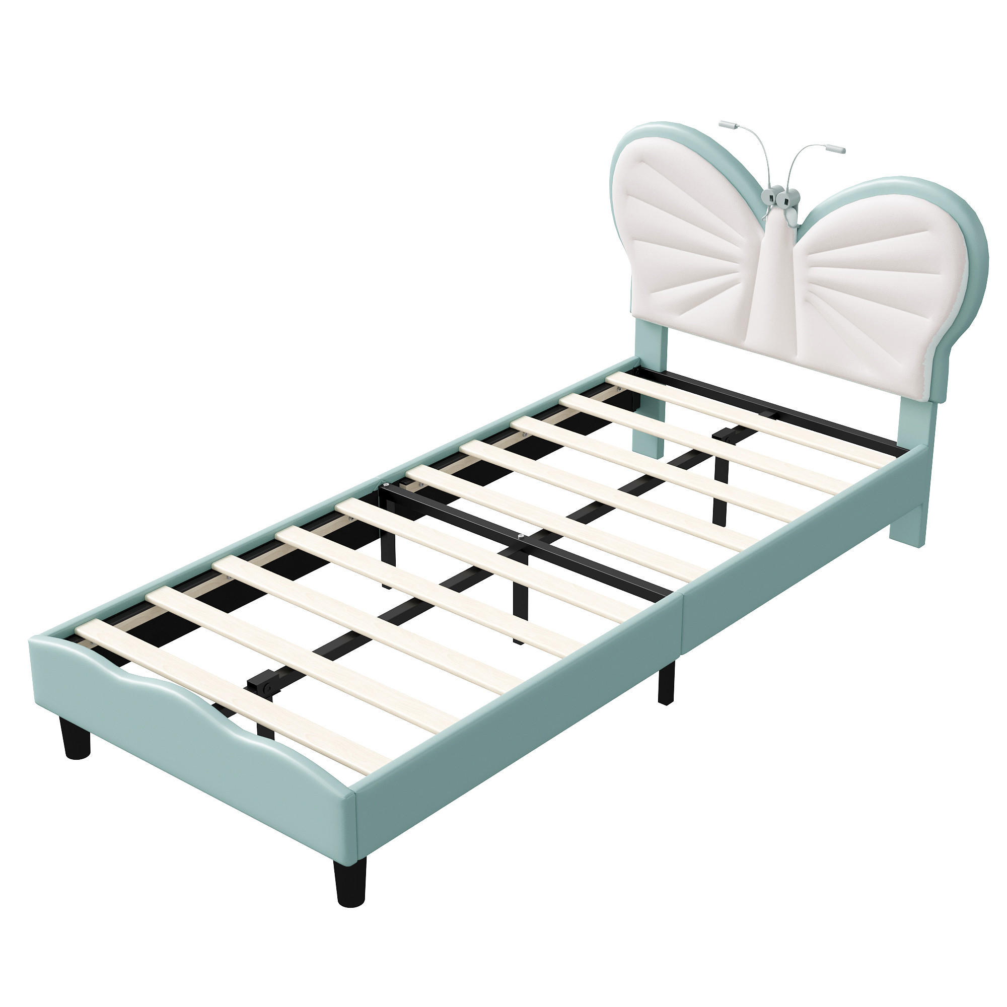 JUGENDBETT 90x200 cm in Blau mit Lattenrost & verstellbarem Kopfteil Kinderbett - Blau, Leder/Holz (90/200cm) - PARAFTA HOME