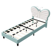 JUGENDBETT 90x200 cm in Blau mit Lattenrost & verstellbarem Kopfteil Kinderbett - Blau, Leder/Holz (90/200cm) - PARAFTA HOME