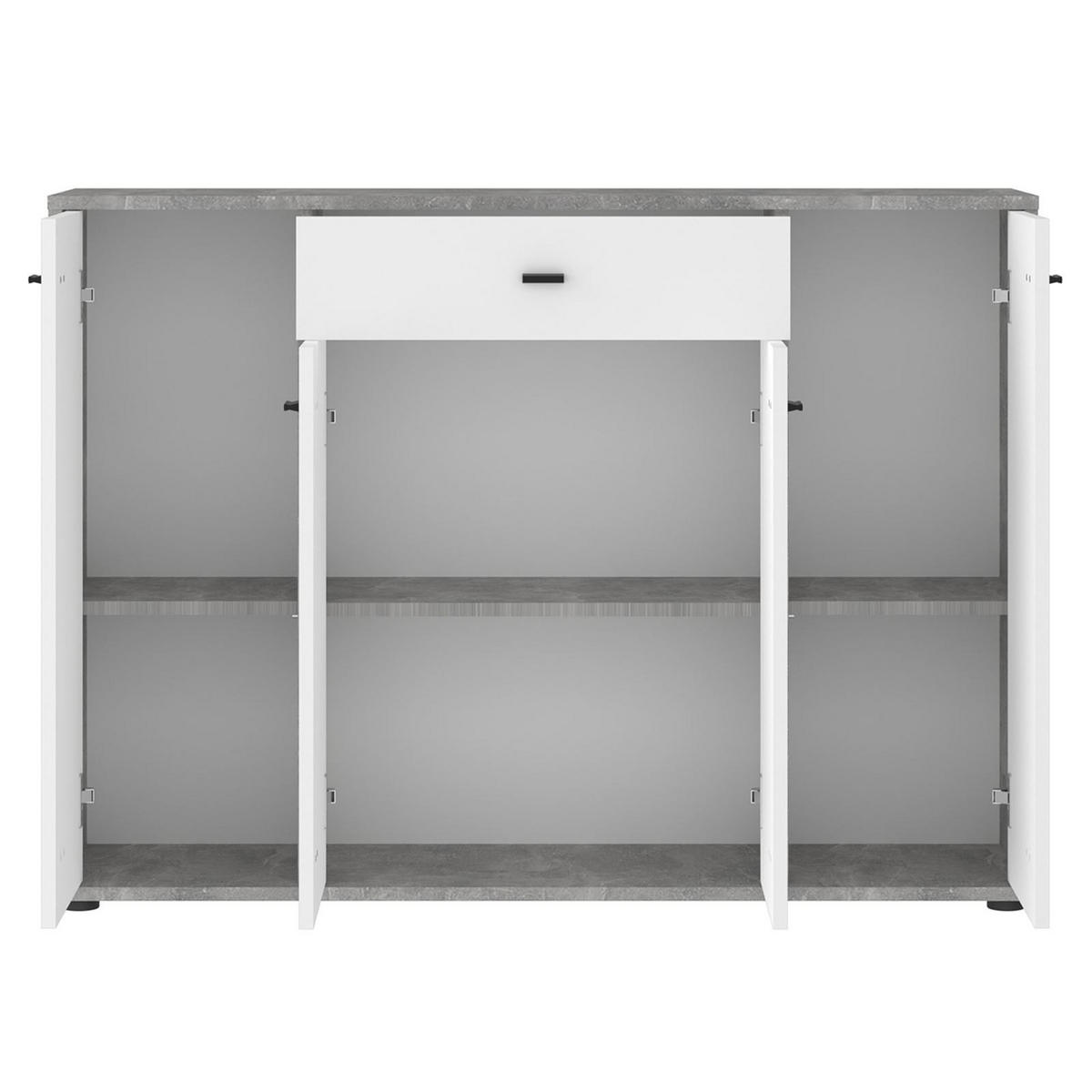 KOMMODE MILAS - Weiß/Grau, Holzwerkstoff (117/85/30cm) - IDIMEX