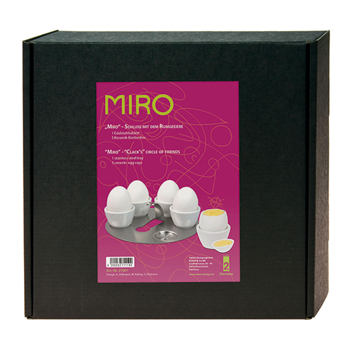 EIERBECHERTABLETT Miro , 6-tlg. - Multicolor, Metall (7/20.5/22cm) - Take2