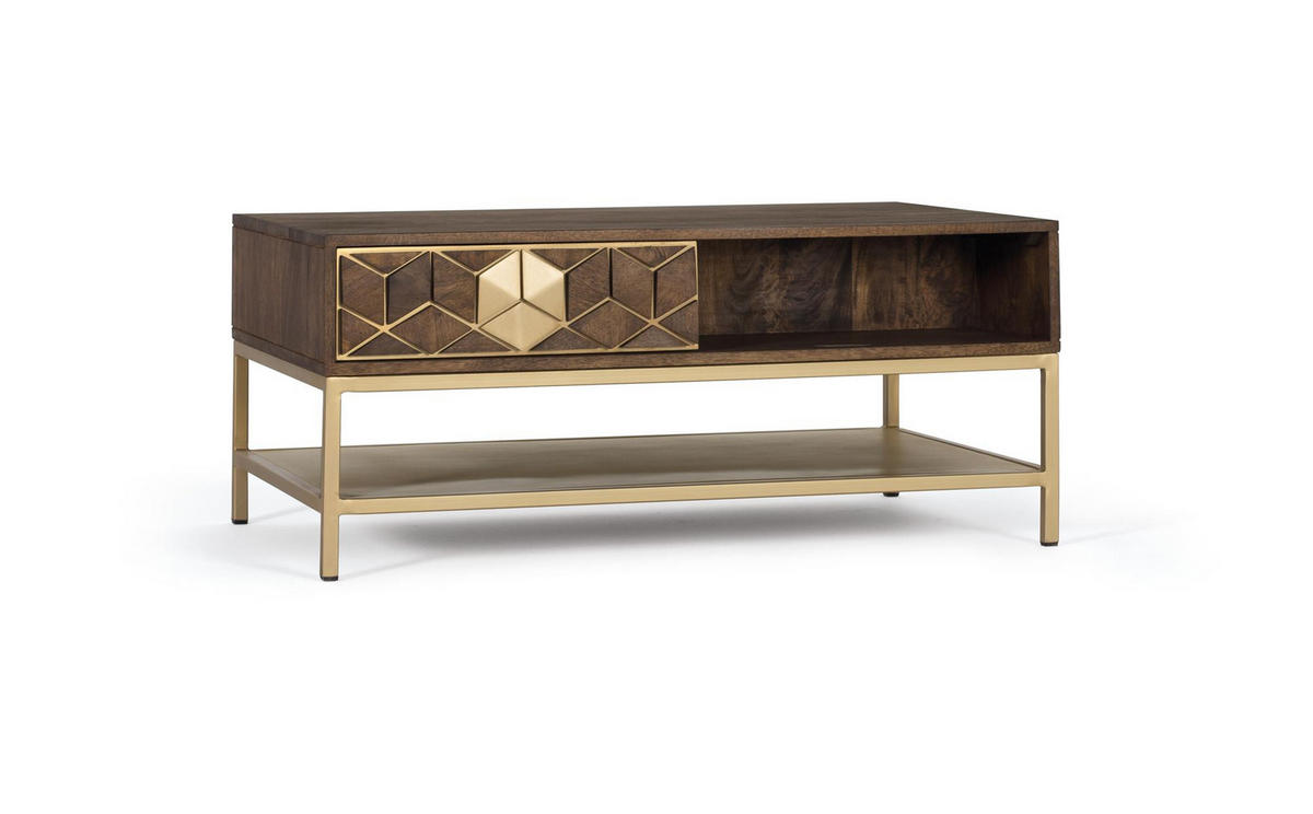 COUCHTISCH aus Mangoholz und Metall - Braun, Holz (100/60/43cm) - Giner y Colomer