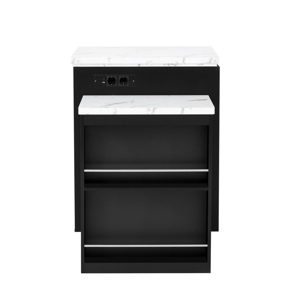 KÜCHENINSEL ausziehbar 125,5-187,5 x 71 x 93 cm MDF Schwarz - Schwarz, Holzwerkstoff (71/93/125.5cm) - Meubliv