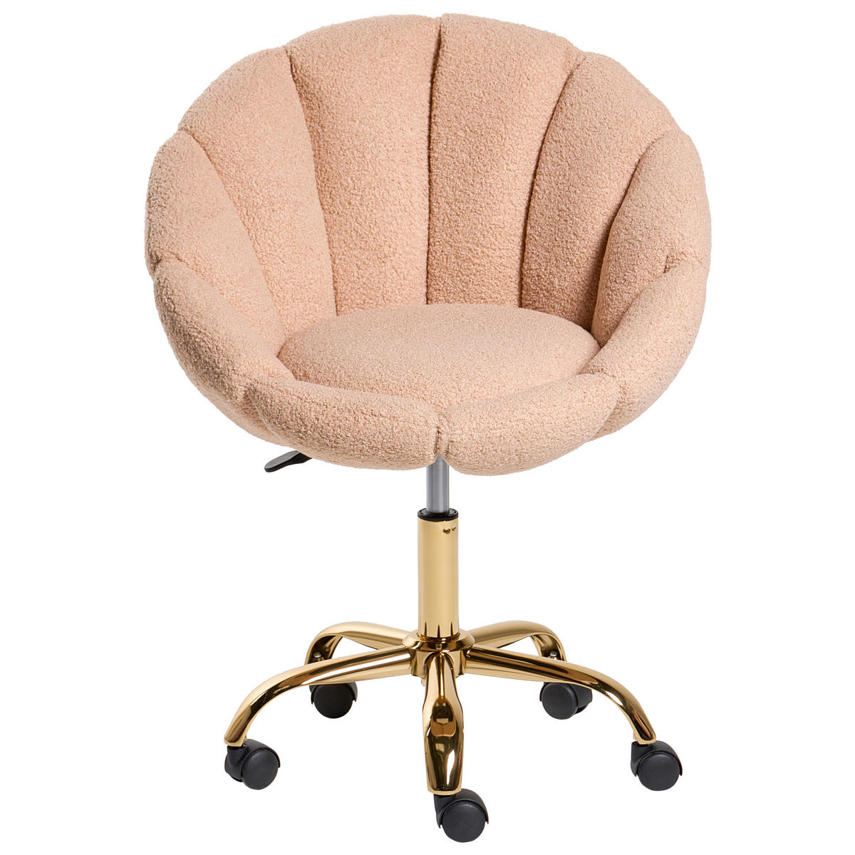 SCHREIBTISCHSTUHL Bouclé Pfirsichrosa Annabelle - Pink, Textil (66/81/39cm) - Beliani