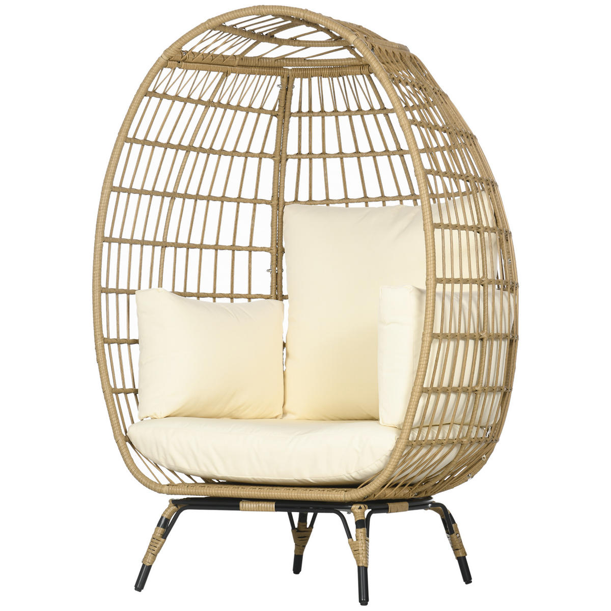 KORBSTUHL DE-06694 mit weichen Sitzkissen Khaki/Beige - Taupe/Beige, Kunststoff/Metall (90/148/105cm) - ComfortXL