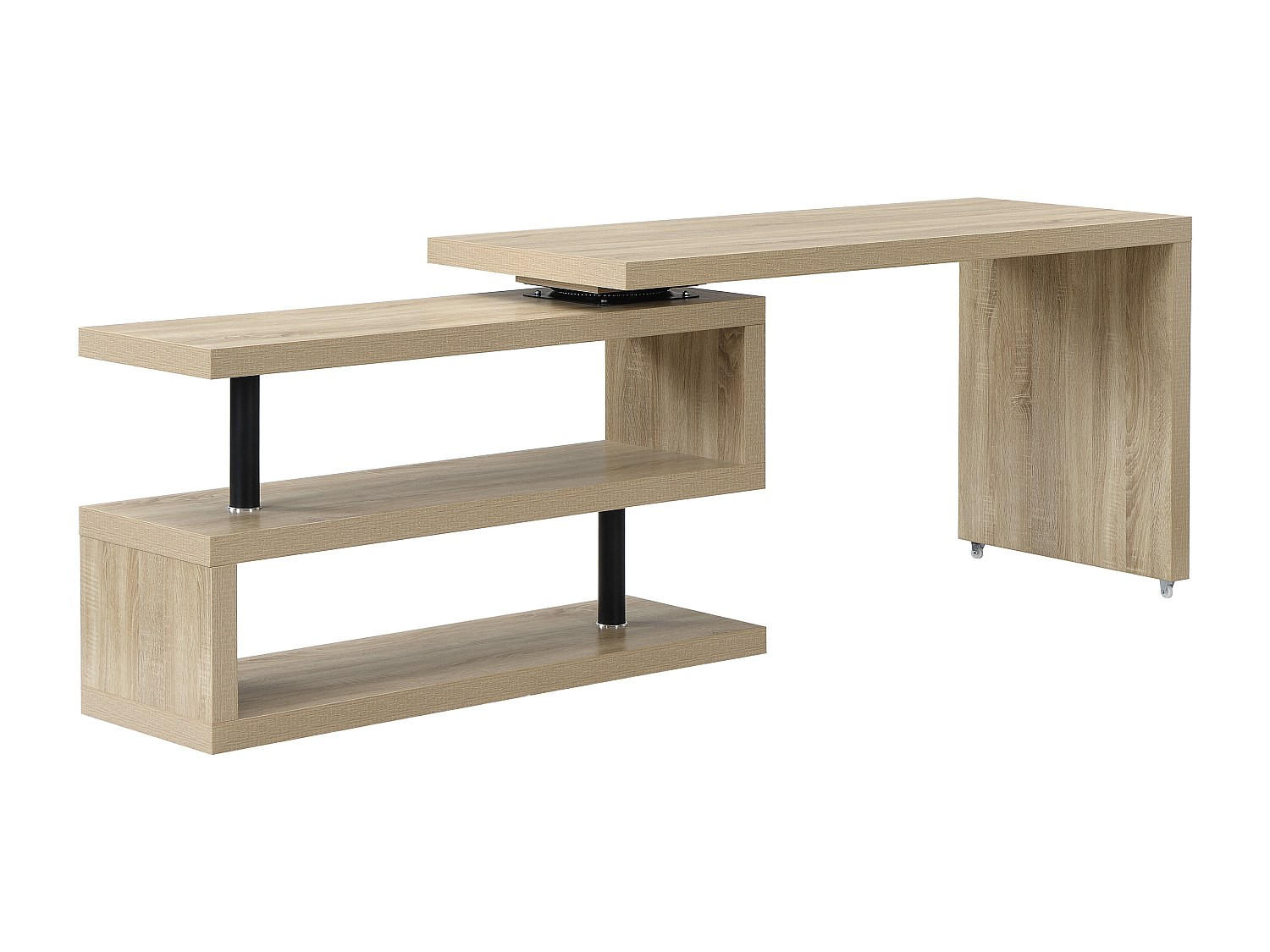 SCHREIBTISCH - Tischplatte um 360° schwenkbar - MDF - Eichefarben - NICEPHORE II - Naturfarben, Holz (200/60/76cm) - Vente-Unique