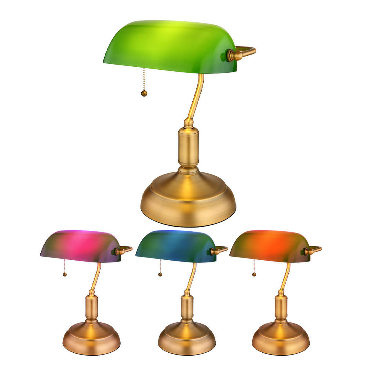 TISCHLEUCHTE Antique Messing Grün - Messingfarben, Glas (26.5/18/36cm) - Globo Lighting