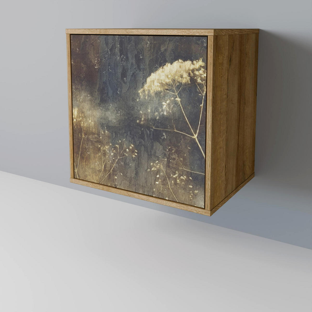 SIDEBOARD GENTLE POWER, Eichefarben, 57,5x42x70,5 cm, Schwarze Metall-Sternfüße - Eichefarben/Multicolor, Holzwerkstoff/Metall (57.5/70.5/42cm) - SpaceRebels