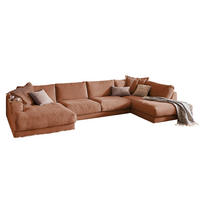 WOHNLANDSCHAFT MADELINE Braun Cord - Rotbraun/Schwarz, Kunststoff/Textil (425/86/224cm) - KAWOLA