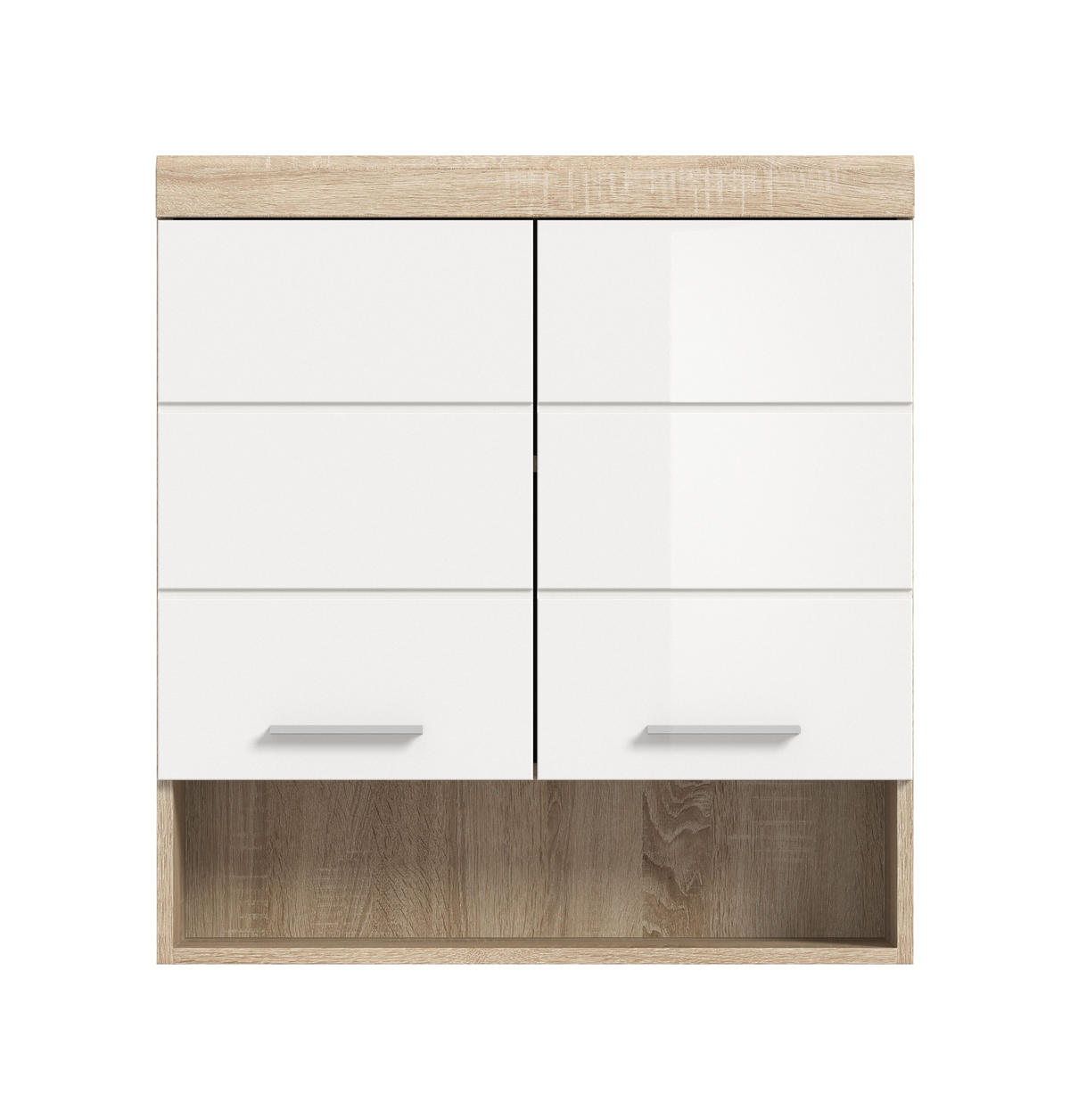 HÄNGESCHRANK Lambada Bad in Sonoma Eiche hell und weiß hochglanz B/H/T: 74x79x24 cm - Eichefarben, Holz (74/79/24cm)