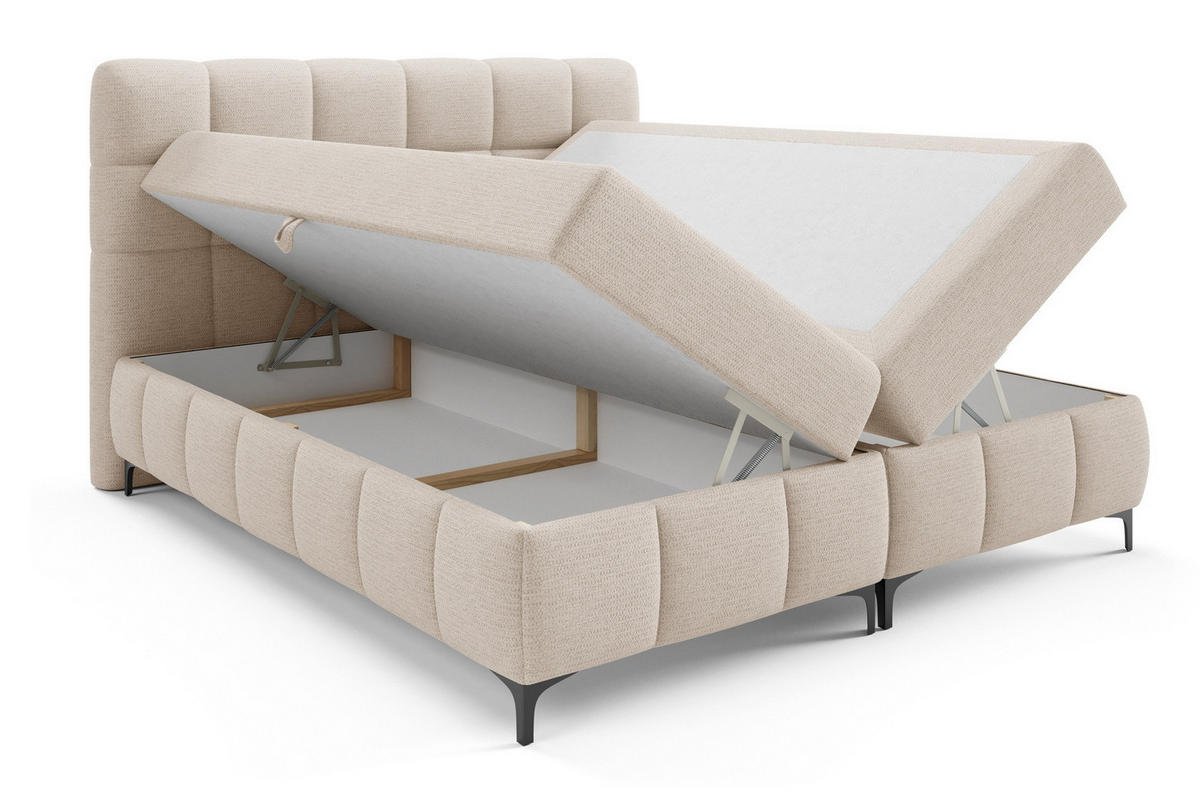 BOXSPRINGBETT 160x200 Altessa mit Bettkasten, Matratze, Topper, Beige - Beige, Holz/Textil (160/200cm) - Emporius