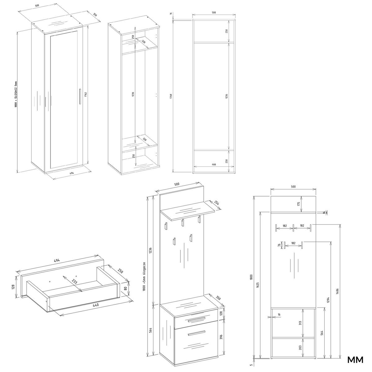 ŠATNÍK moderní se zrcadlem Duo antracit, Artisan 100/180/35 - antracitová, kompozitní dřevo (100/180/35cm) - RAUMHIRSCH FURNITURE