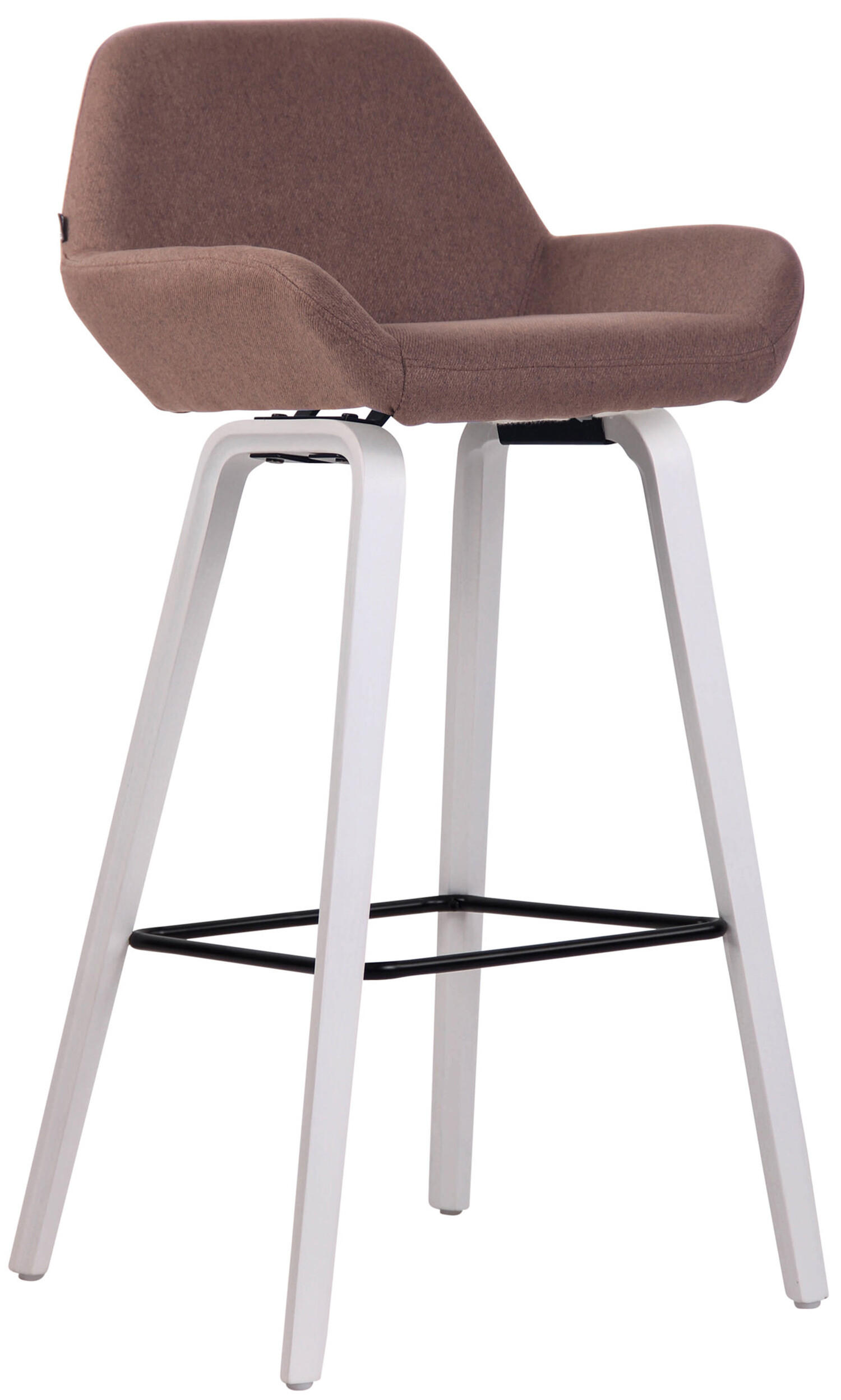BARHOCKER Newnan, 4-Fuß Gestell weiß (Eiche), Stoff Braun - Braun/Weiß, Holz/Textil (52/100/51cm) - TPFLiving