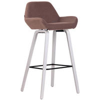 BARHOCKER Newnan, 4-Fuß Gestell weiß (Eiche), Stoff Braun - Braun/Weiß, Holz/Textil (52/100/51cm) - TPFLiving
