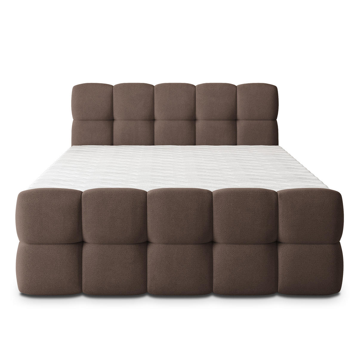 BOXBETT BRUME 160x200 cm mit Matratze und Topper, H2+H3 - Braun - Braun, Holz (160/200cm) - MASSENO