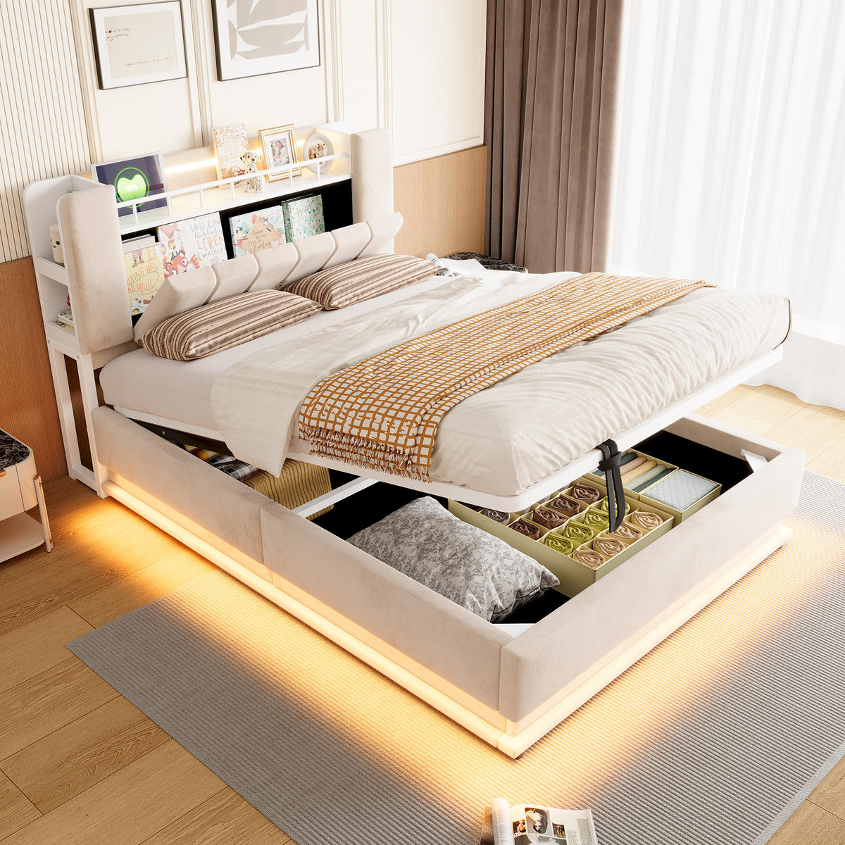 POLSTERBETT 140/200 cm Beige - Beige, Textil