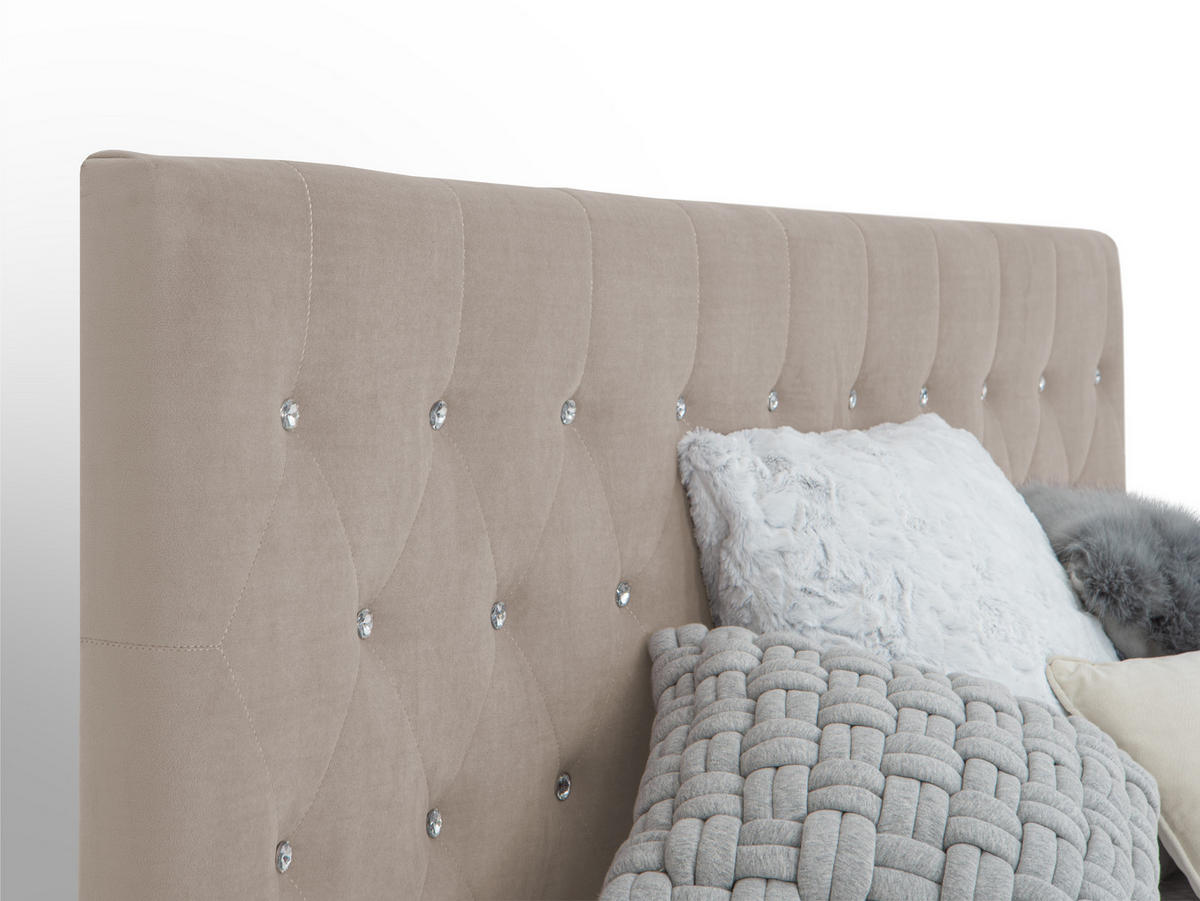 BOXSPRINGBETT Sira Beige 160/200 cm H2/H3 Samt - Beige, Textil (160/200cm) - wonello
