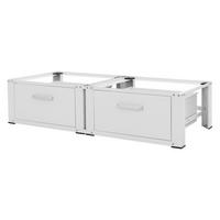DVOJITÝ PODSTAVEC PRO PRAČKY 2 zásuvky bílý 128x53,5x31,5 cm z oceli - bílá, kov (128/31.5/53.5cm) - ML-DESIGN