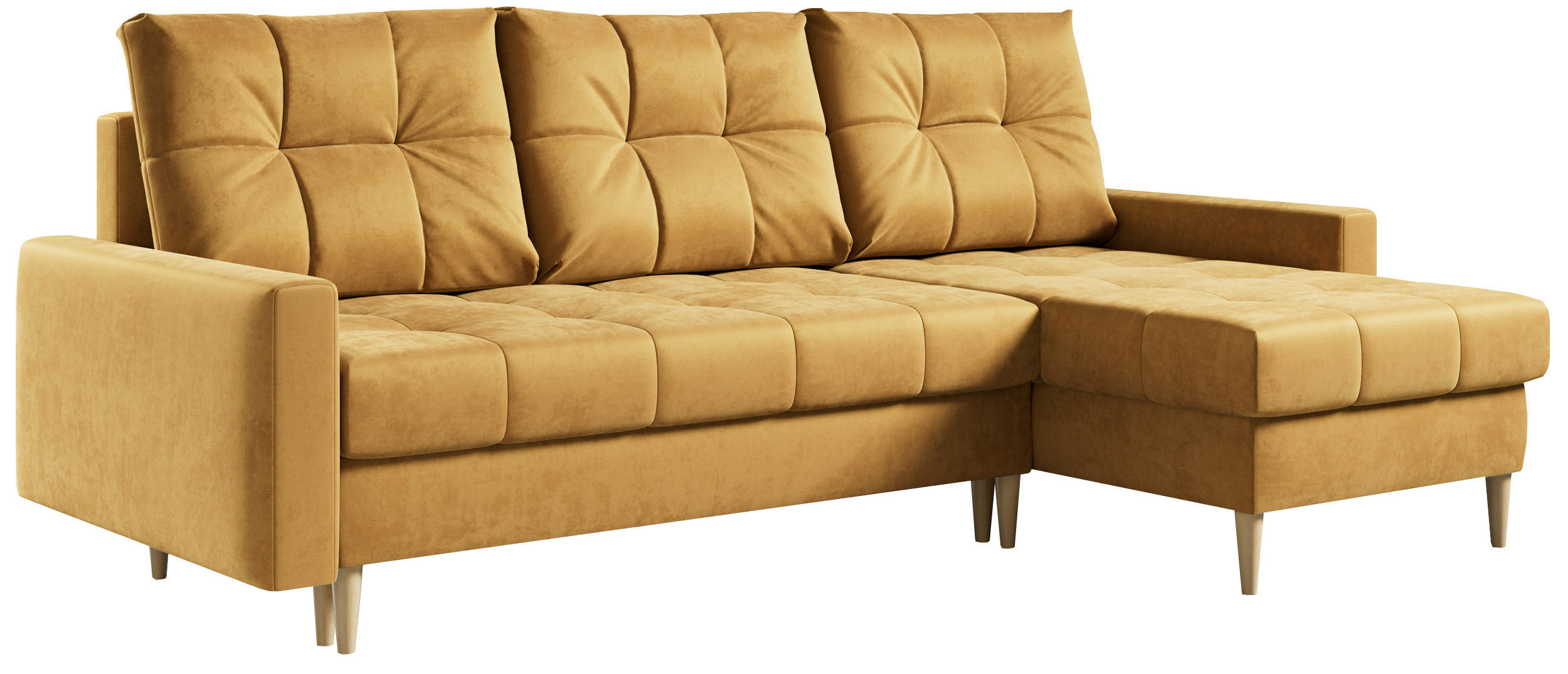 ECKSOFA Astra Gelb Velvet - Gelb/Braun, Holz/Textil (220/140cm) - MKS