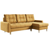 ECKSOFA Astra Gelb Velvet - Gelb/Braun, Holz/Textil (220/140cm) - MKS