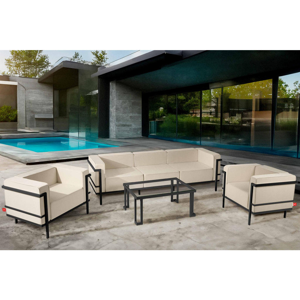 Thumbnail - Konsimo® Gartenlounge-Set, Creme, Metall, Textil, 4, 5-Sitzer, Füllung: Schaumstoff, rechteckig, Hergestellt in Europa, ...
