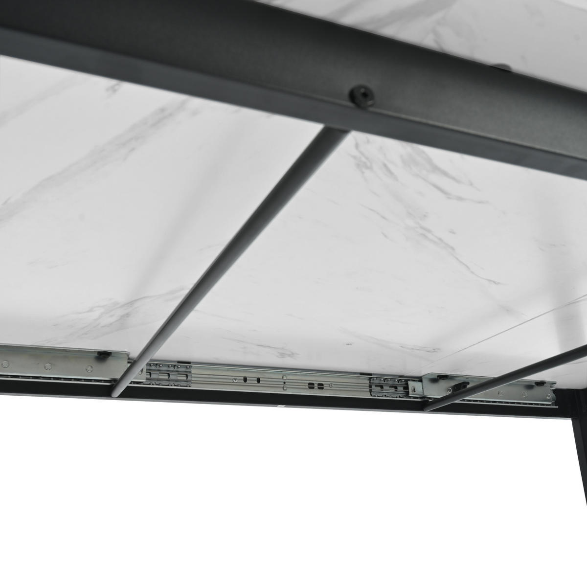 ESSTISCH mit MDF-Tischplatte in Marmoroptik und stabilem Metallgestell, belastbar bis 60 kg, weiß - Weiß, Holzwerkstoff (180/80/75cm) - Luhomfu