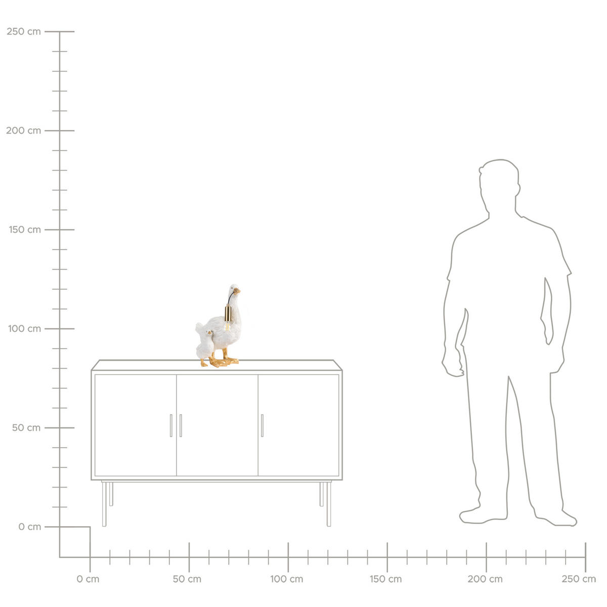 TISCHLAMPE Ente Weiß Daffy - Messingfarben/Goldfarben, Kunststoff (33/21/40cm) - Beliani