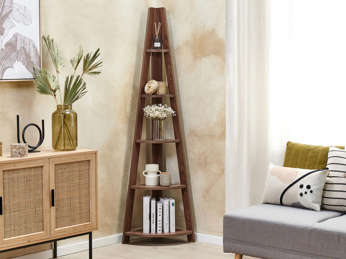BÜCHEREGAL 5 Fächer Mobile Solo - Dunkelbraun, Holzwerkstoff (49/175/36cm) - Beliani