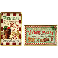 DEKOTELLER & -TABLETTS Vintage Bakery 2er Set 16/26/1 cm - Multicolor, Metall (1cm) - FURNARO