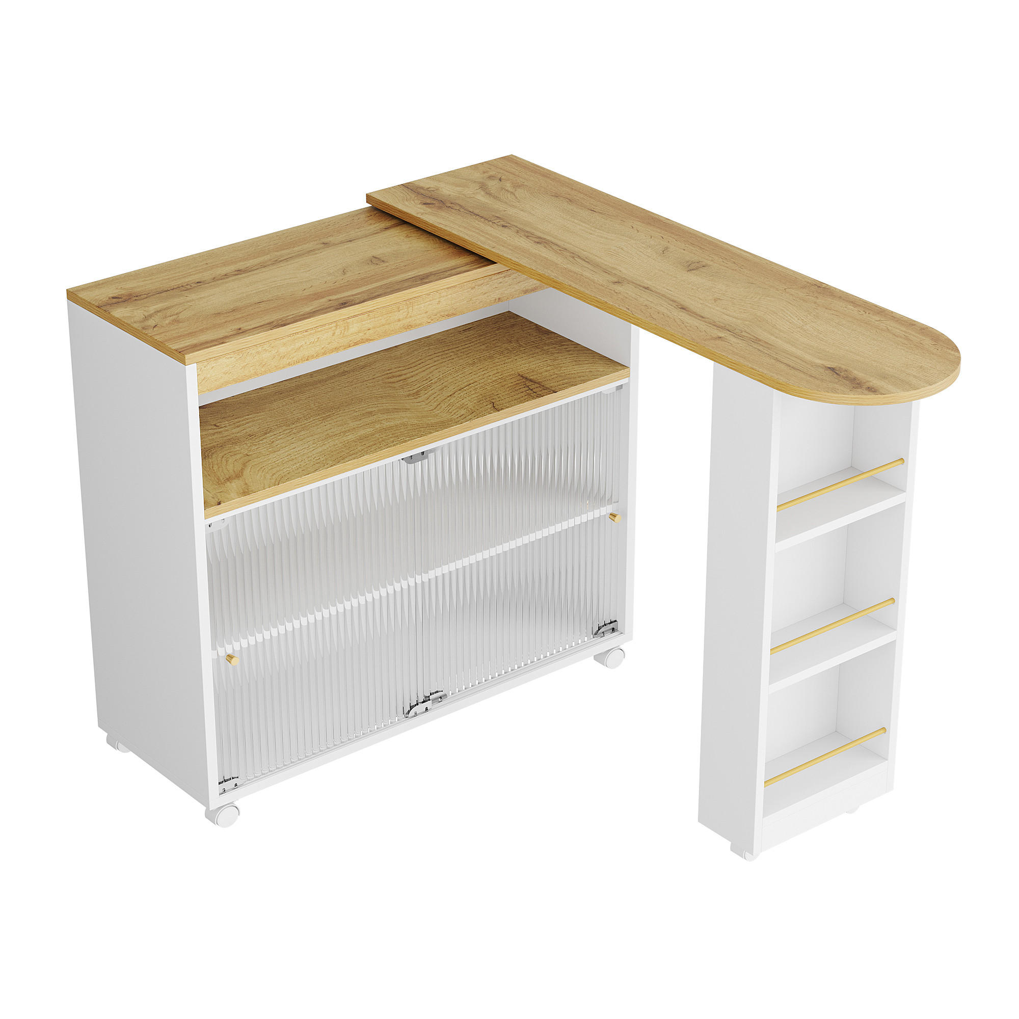 BARTISCH Ausziehbar 138-204cm LED Stauraum Weiß - Weiß, Holzwerkstoff (39/138/105cm) - FLIEKS