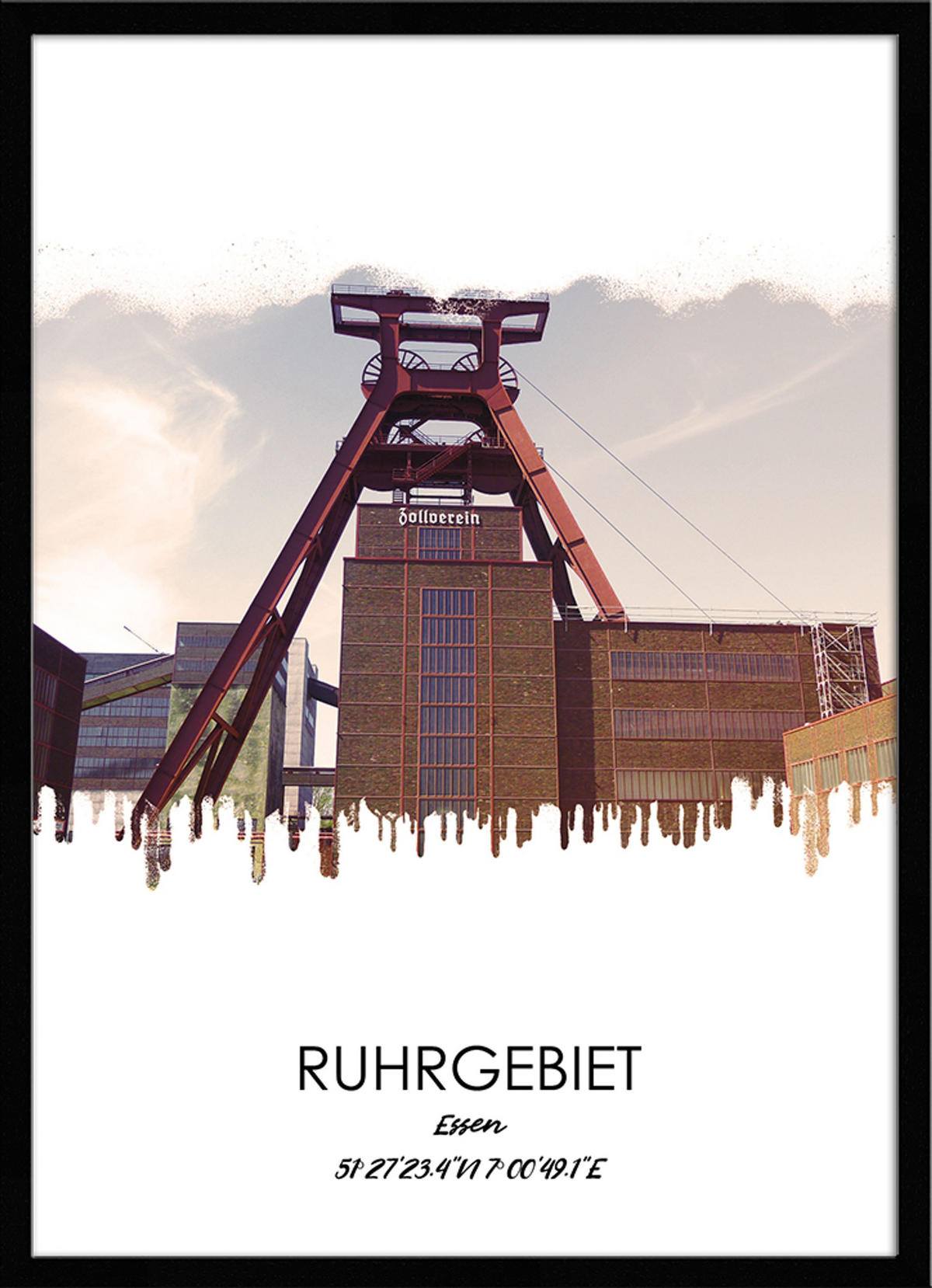 POSTER mit Rahmen 50x70 cm Ruhrgebiet Essen Zollverein - Anthrazit, Holz (51/71cm) - artissimo