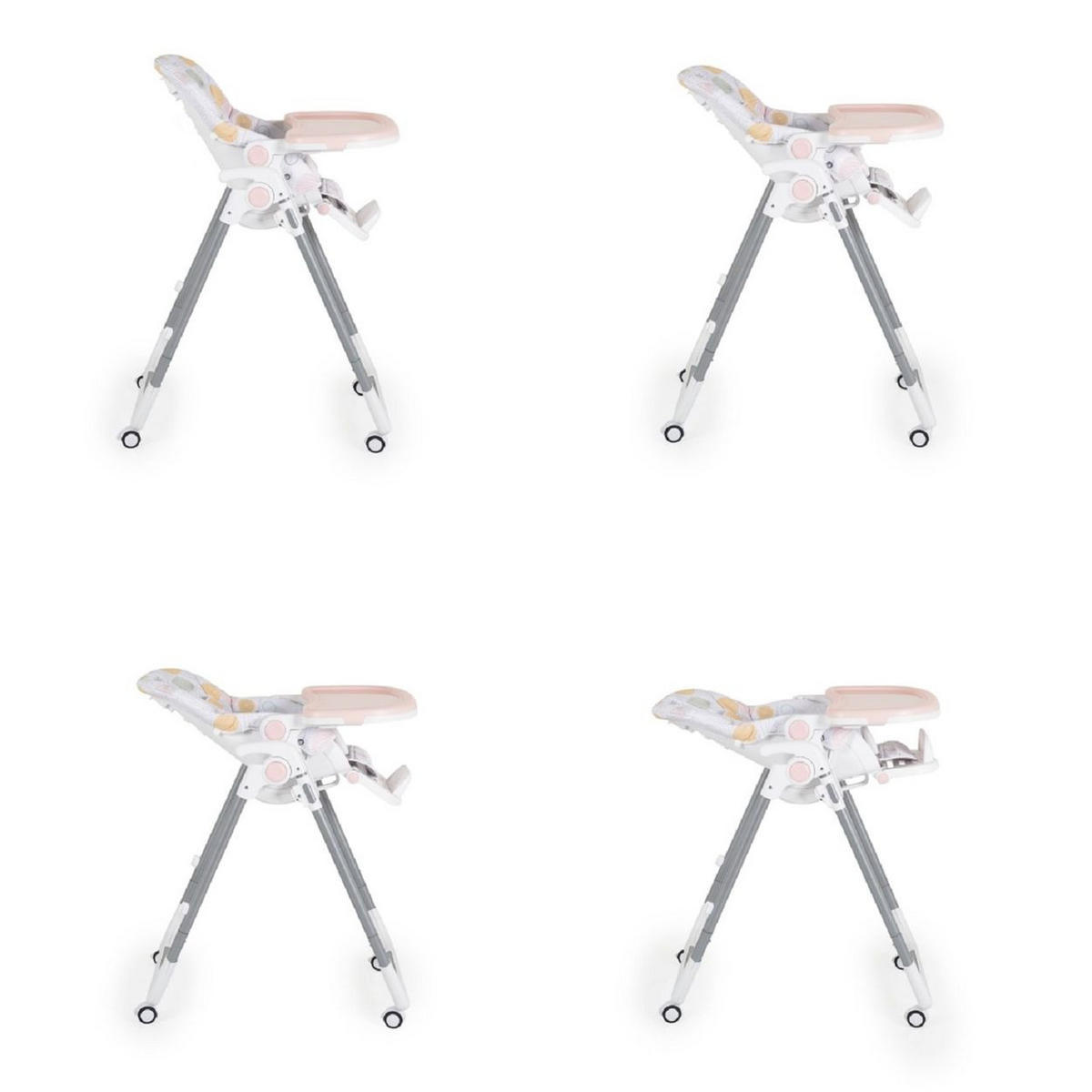HOCHSTUHL Bueno faltbar rosa mehrfach verstellbar Doppeltablett Räder Gurt - Rosa, Metall (55/106/74cm) - Moni