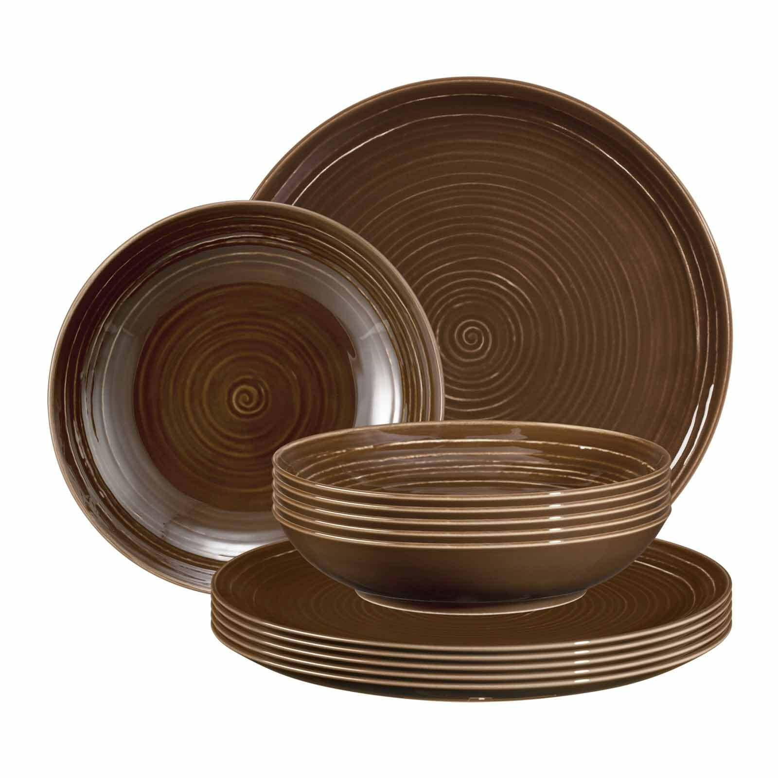 TAFELSERVICE Terra Erdbraun 12er Set - Braun, Keramik (1/1/1cm) - Seltmann Weiden
