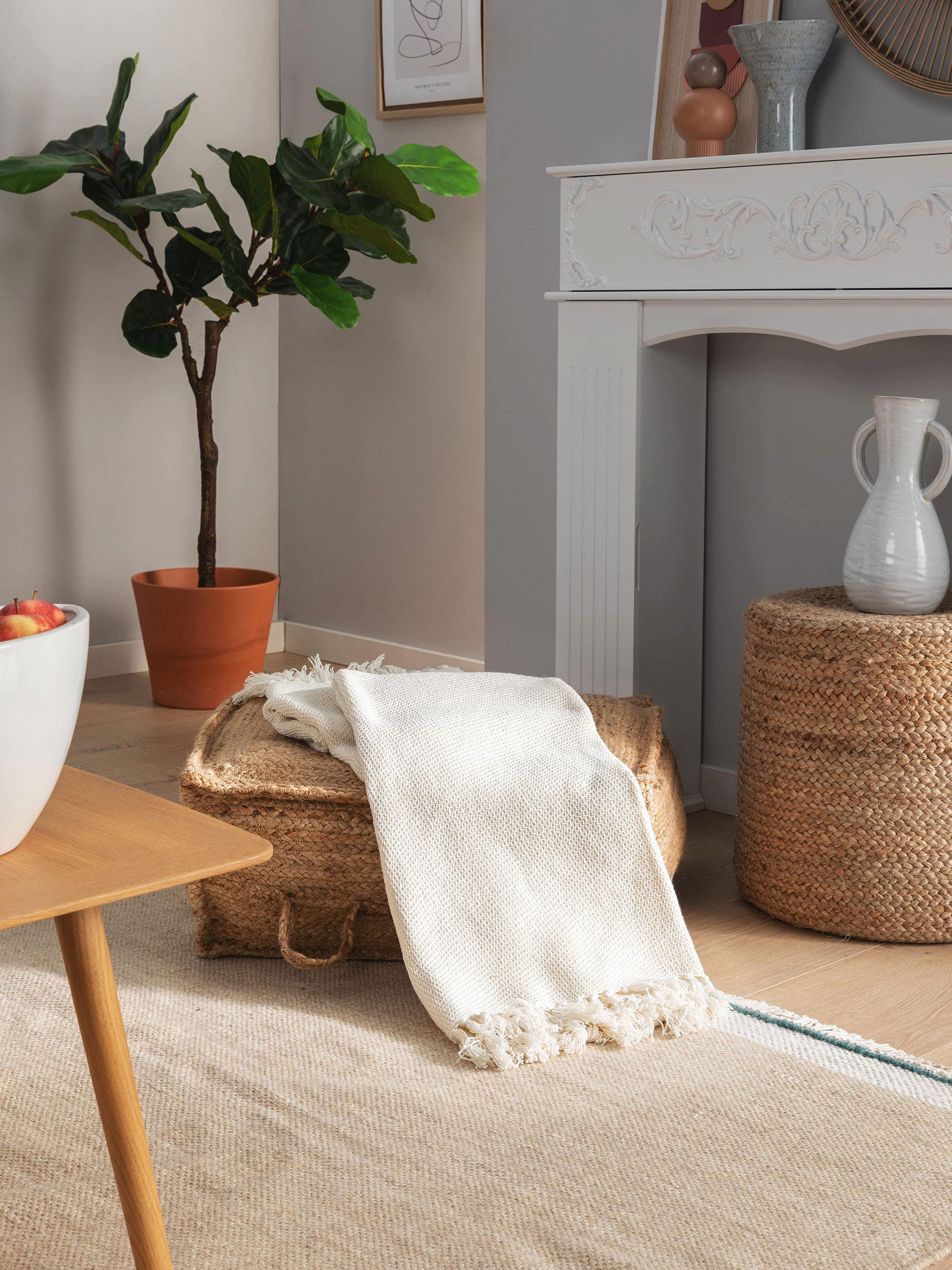 BAUMWOLLDECKE Ezra Ivory 125x150 cm - Creme, Textil (125/150cm) - benuta Nest