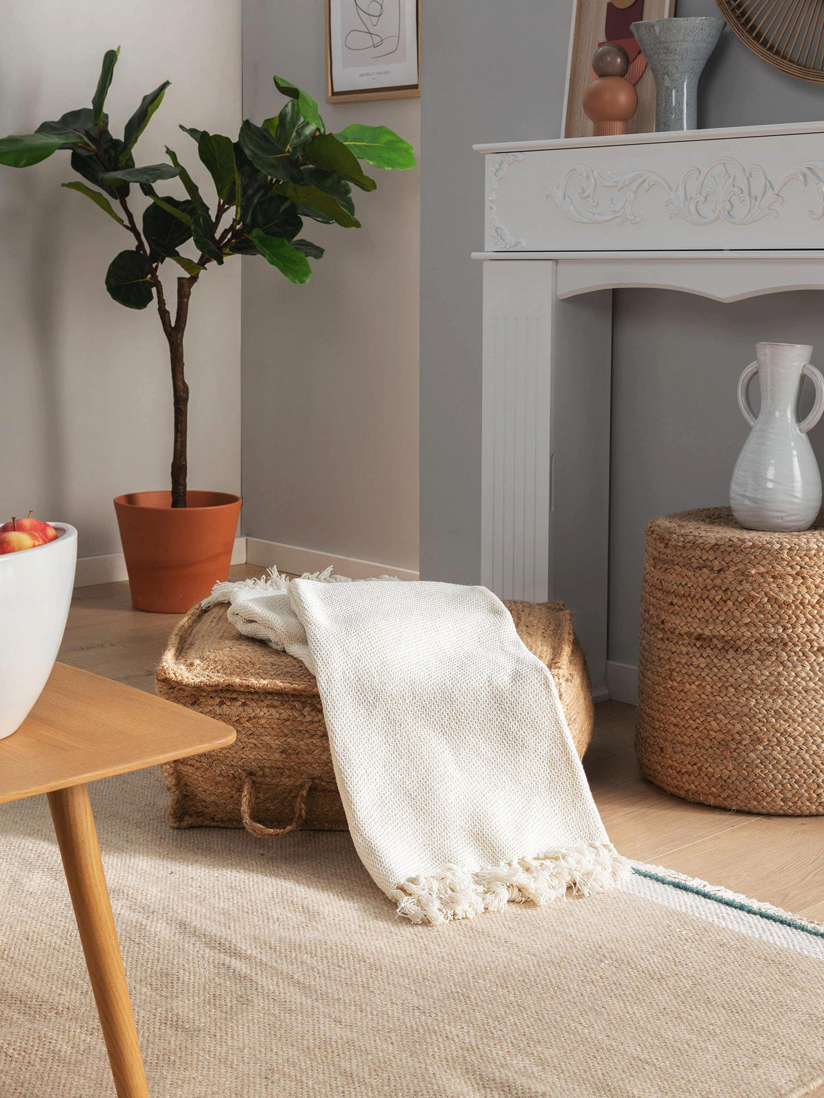 BAUMWOLLDECKE Ezra Ivory 125x150 cm - Creme, Textil (125/150cm) - benuta Nest